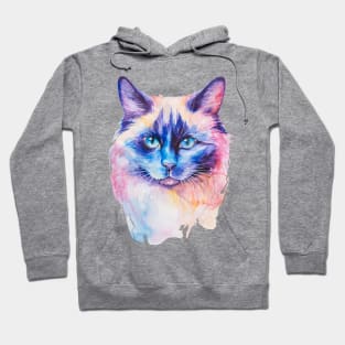 watercolor Birman Cat Hoodie